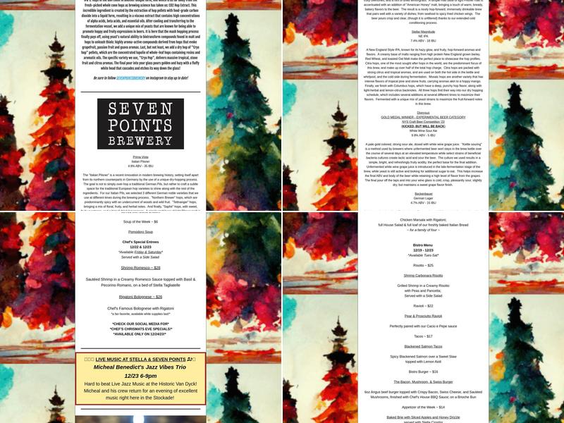 Stella Pasta Bar & Bistro | Seven Points Brewery Menu