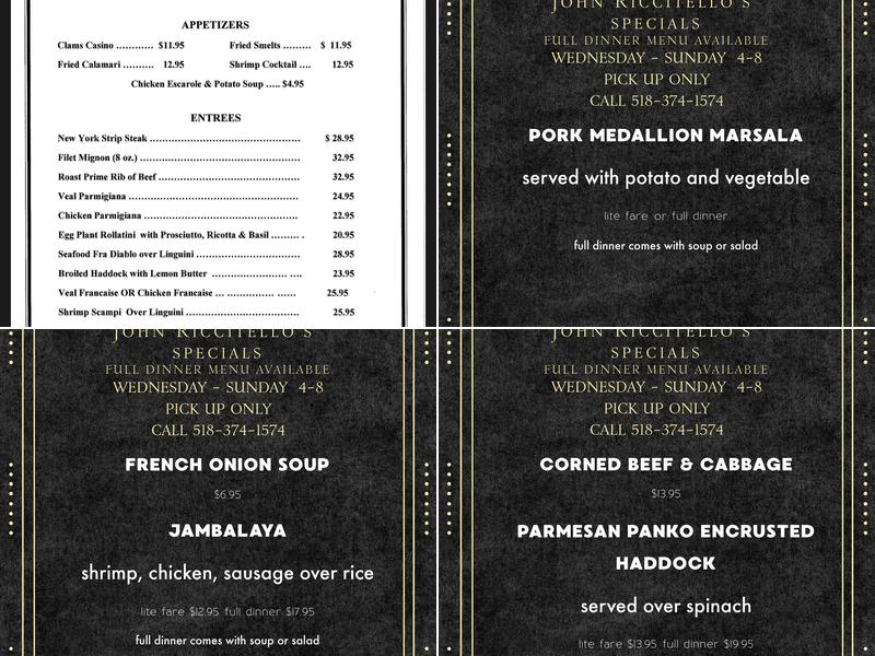 John Riccitello Restaurant Menu