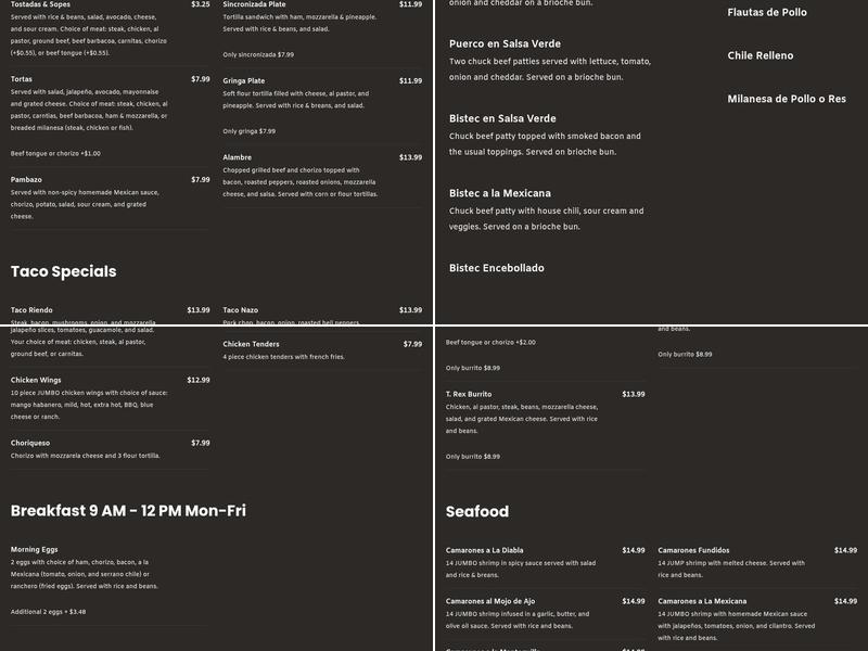 El Tizoncito Grill Menu