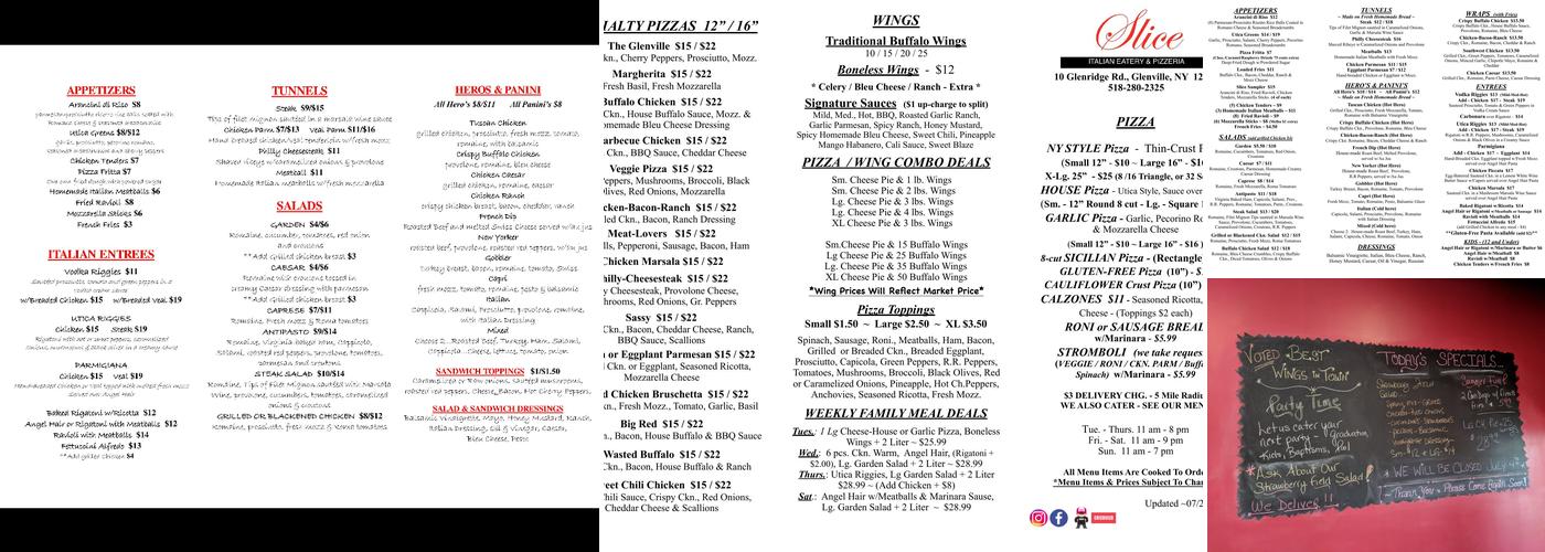 Slice of Glenville Menu