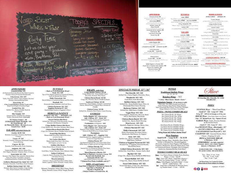 Slice of Glenville Menu