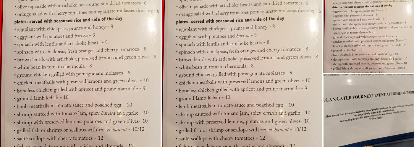 Tara Kitchen Menu