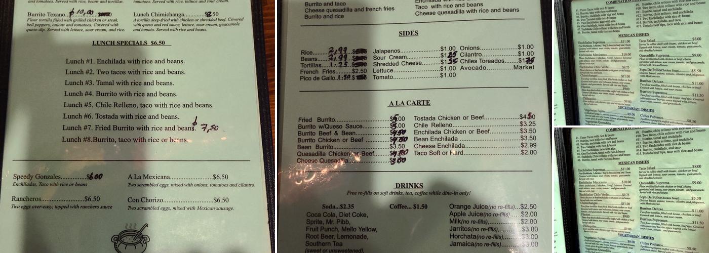 Chile Verde Menu