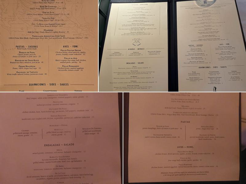 Carlitos Gardel Argentine Steakhouse Menu