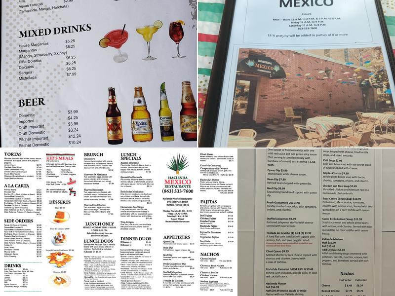 Hacienda Mexico Menu