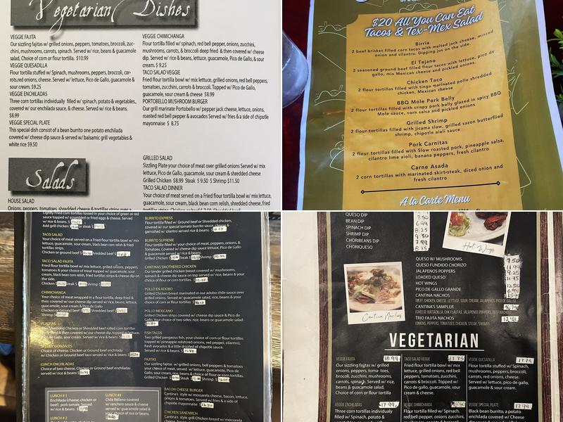 Cantina Mexican Grill & Bar Menu