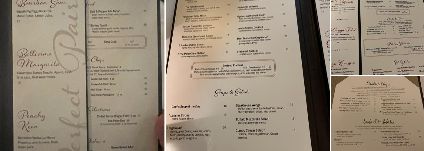 The Palm - L.A. Downtown Menu