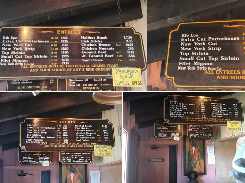 Steak Corral Restaurants Menu