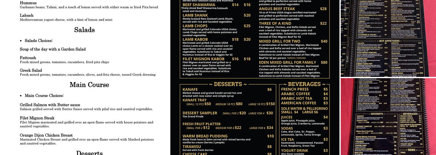 Eden Garden Bar & Grill Menu