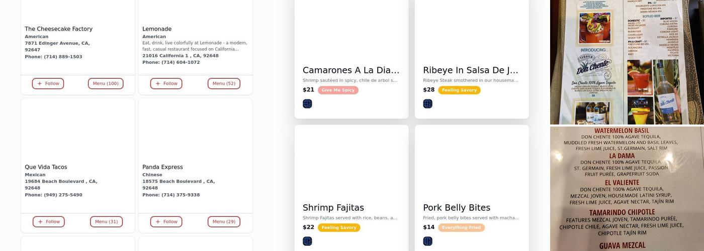 Don Chente Bar & Grill Menu