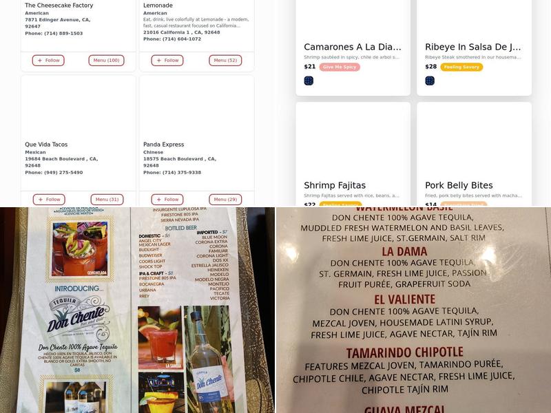 Don Chente Bar & Grill Menu
