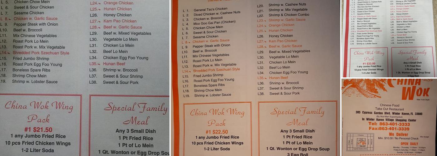China Wok Menu
