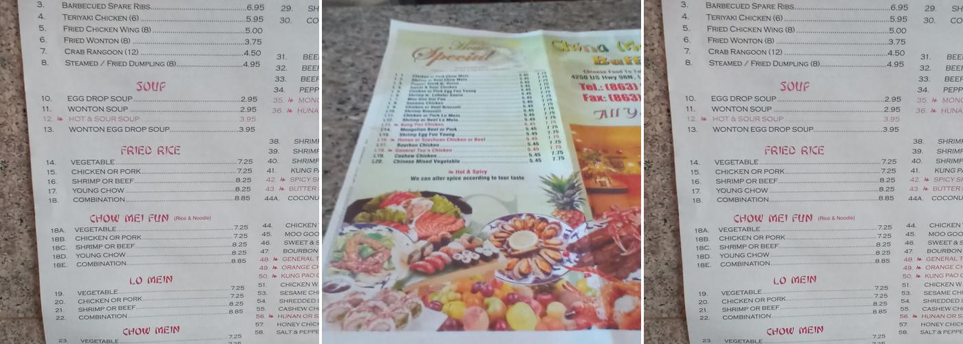 Mei Wei Buffet Menu