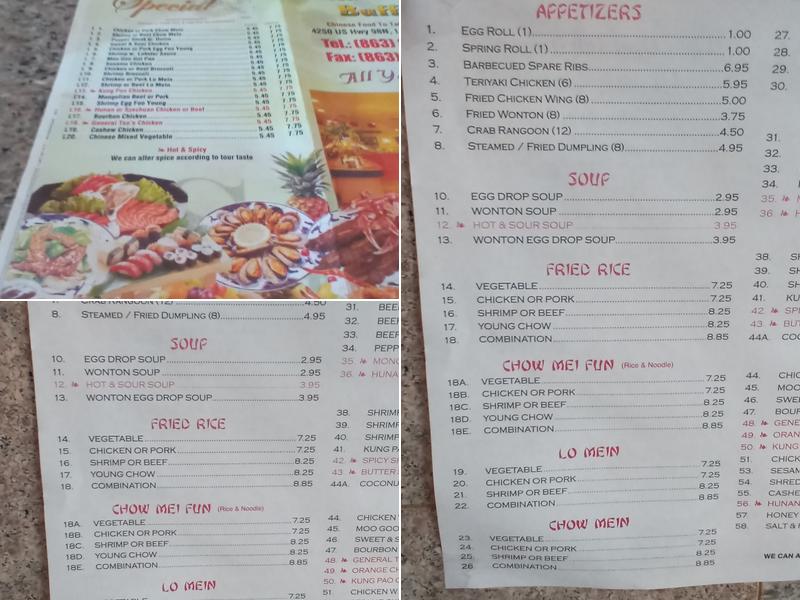 Mei Wei Buffet Menu