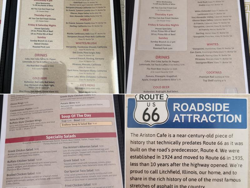 The Ariston Cafe Menu