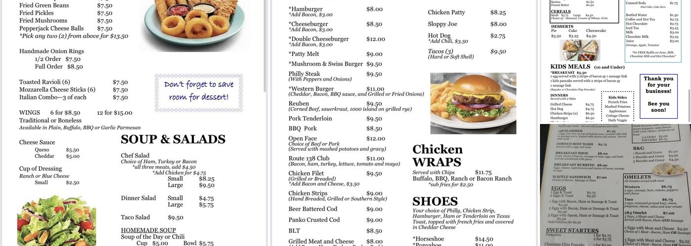 RT 138 Cafe Menu