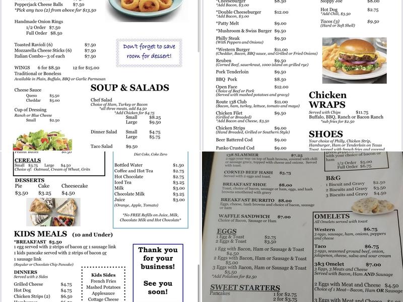 RT 138 Cafe Menu