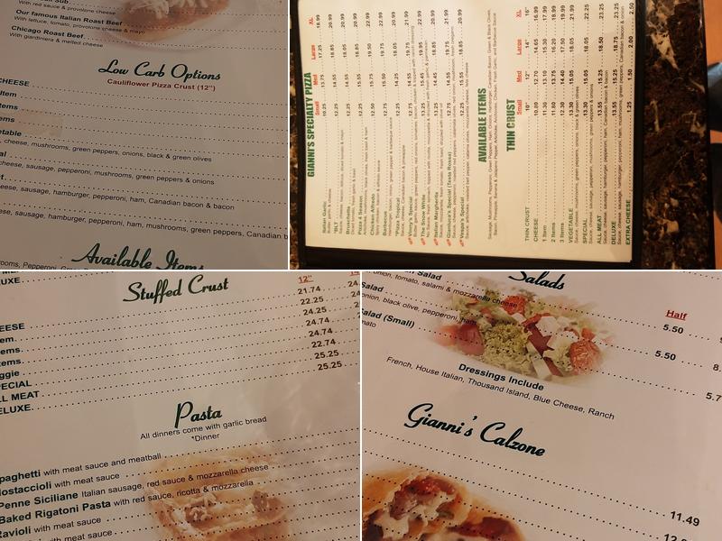 Gianni's Pizza & Italian Ristorante Menu