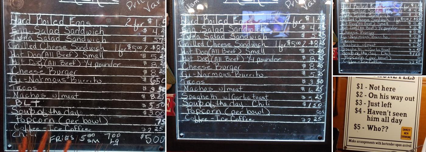 Hideaway Bar & Grill Menu