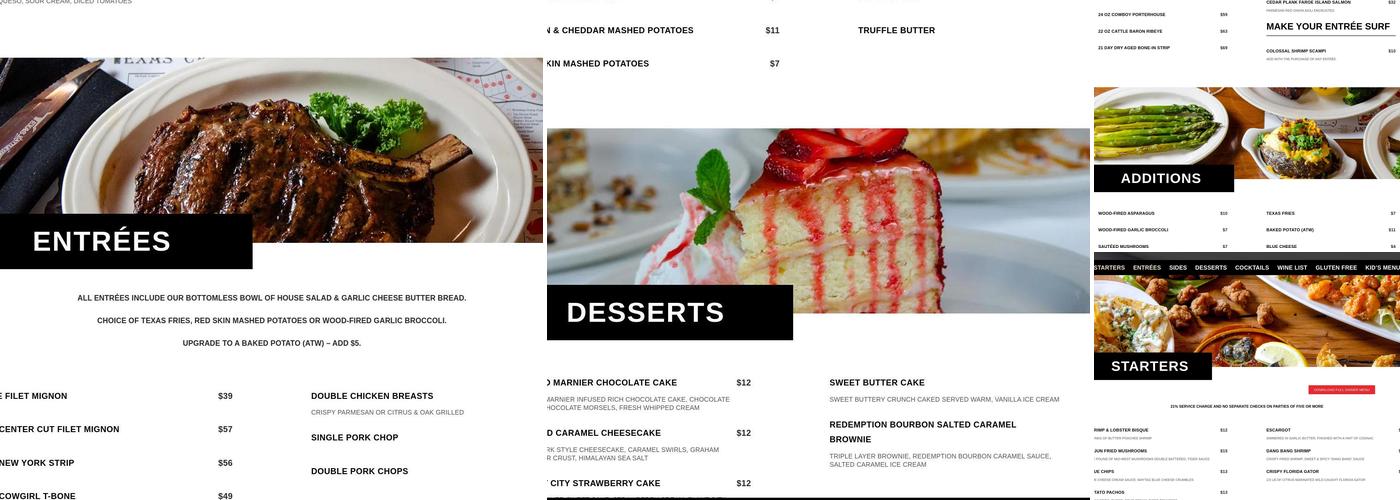 Texas Cattle Company Menu