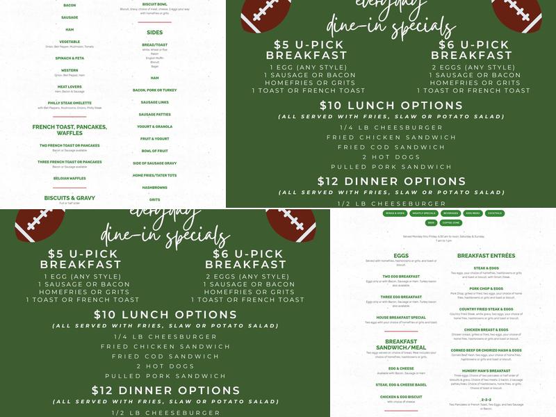 The End Zone Family Restaurant and Sports Bar Menu