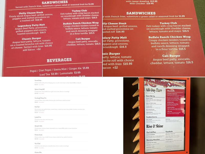 ROLLING STONE BAR LA International Airport Menu
