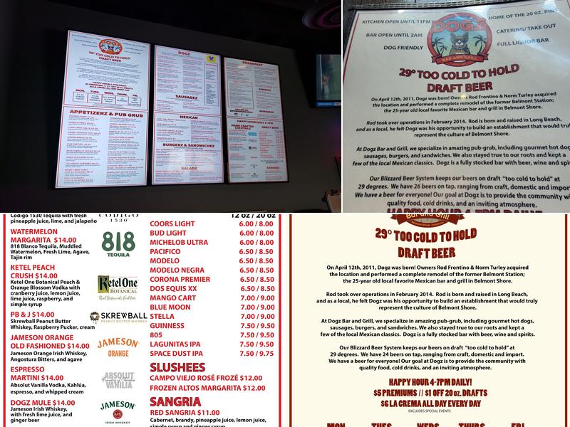 Dogz Bar & Grill Menu