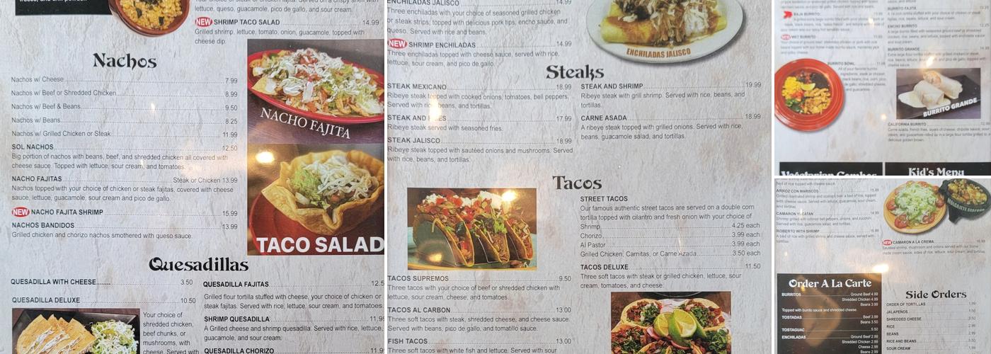 Lomas Del Sol Menu