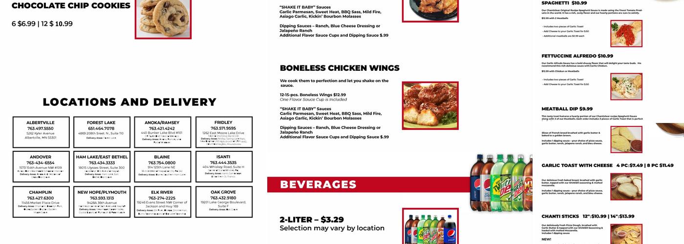 Chanticlear Pizza Menu