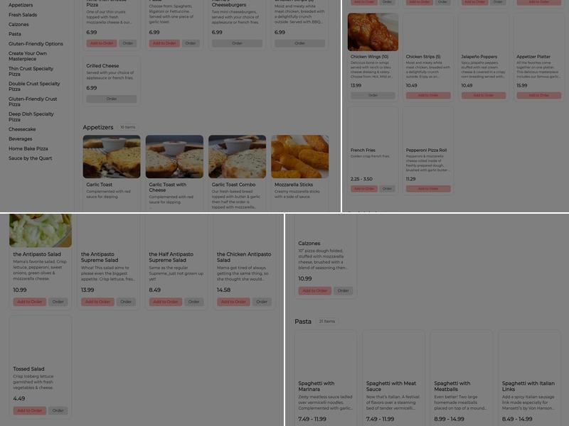 Mansetti's Pizza & Pasta Menu