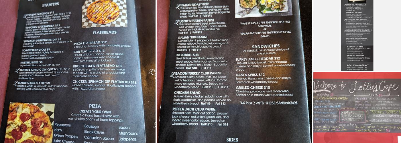Lottie's Cafe Menu