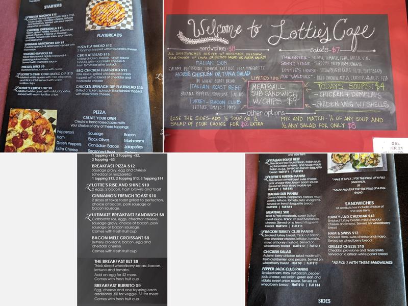 Lottie's Cafe Menu