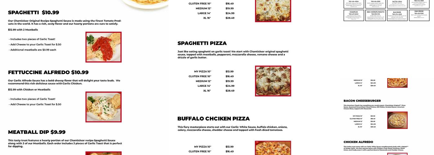 Chanticlear Pizza Menu