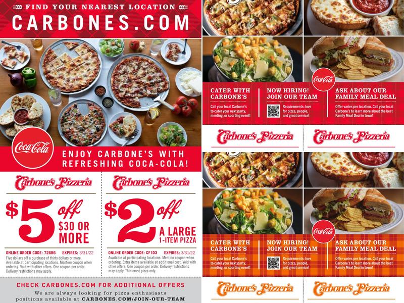 Carbone's Pizzeria Menu
