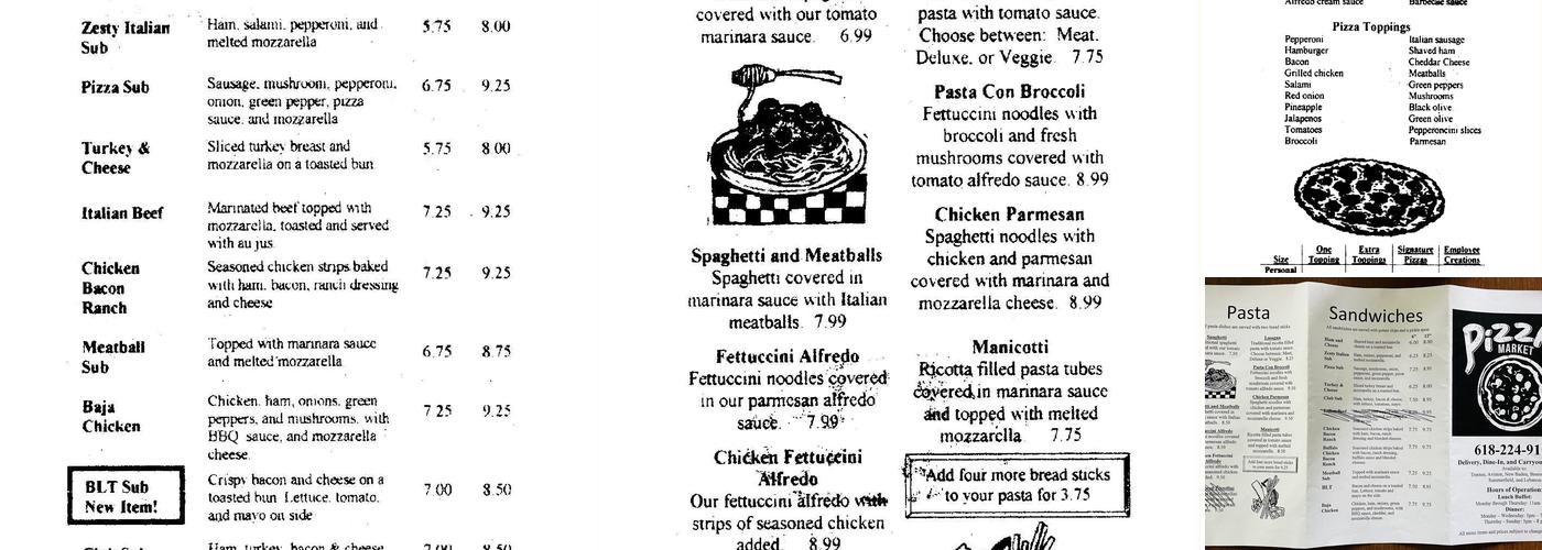 Pizza Market Menu