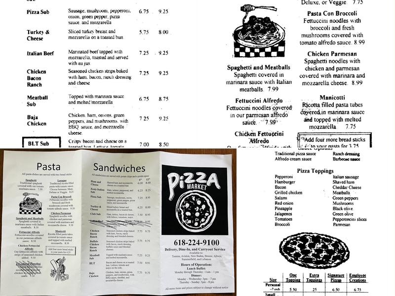 Pizza Market Menu