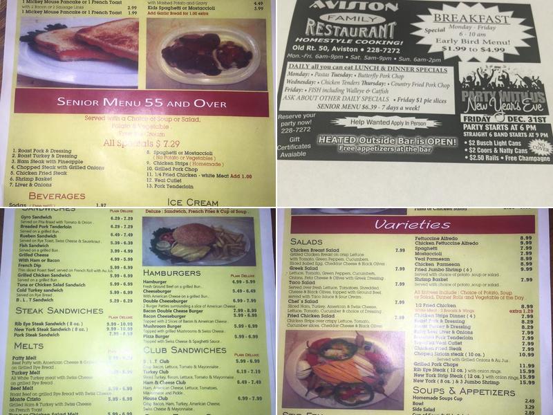 Aviston Family Restaurant/The Veranda Bar Menu