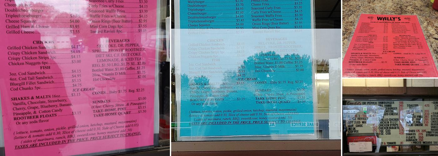 Wally's Drive-In Menu