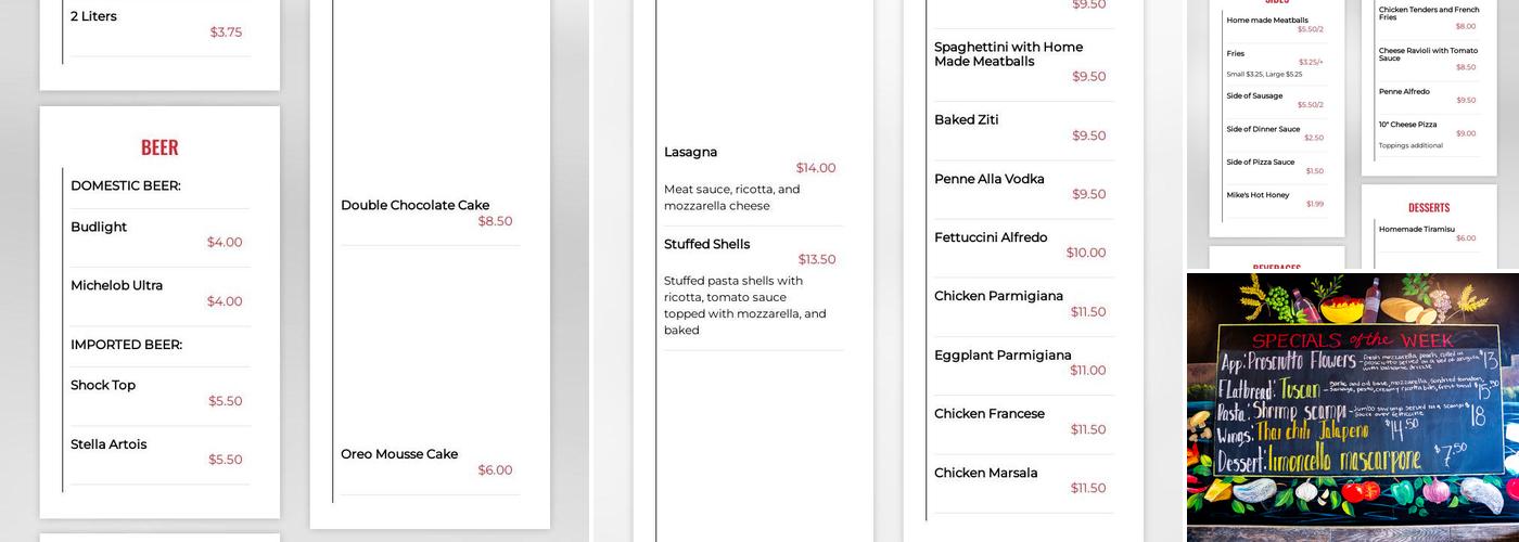 Amore Gourmet Pizza Menu