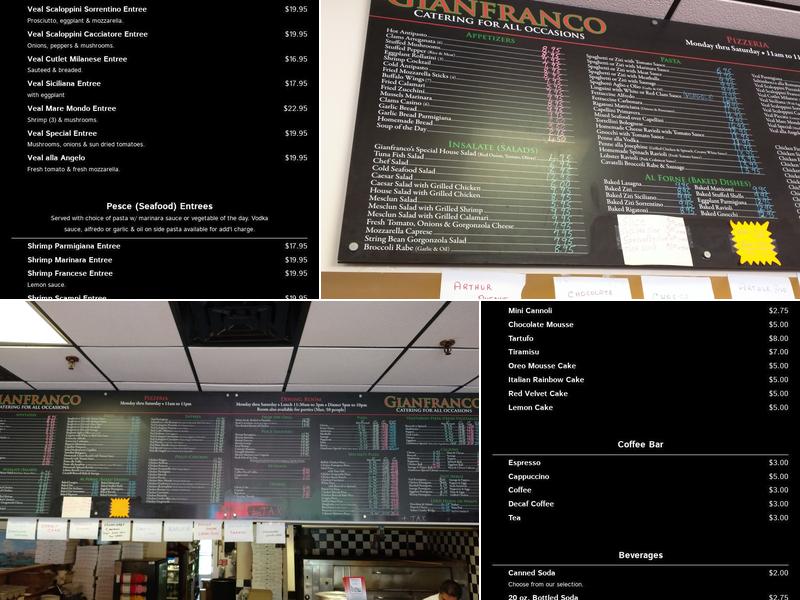 Gianfranco Pizzeria & Restaurant Menu