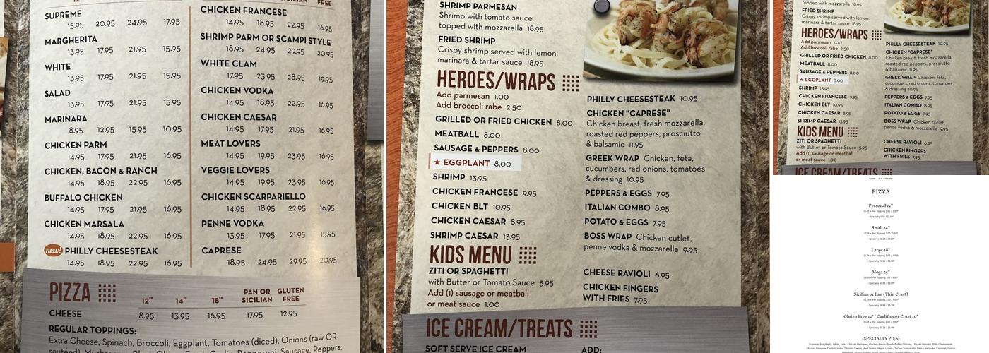 Nick's Pizza & Ice Cream Menu