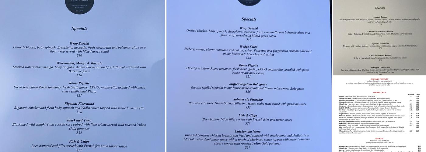 Donato’s Trattoria Menu