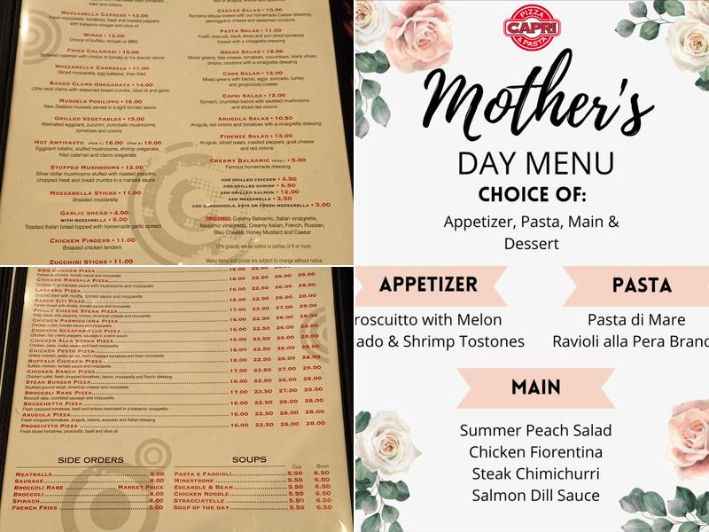 Capri Pizza & Pasta Menu
