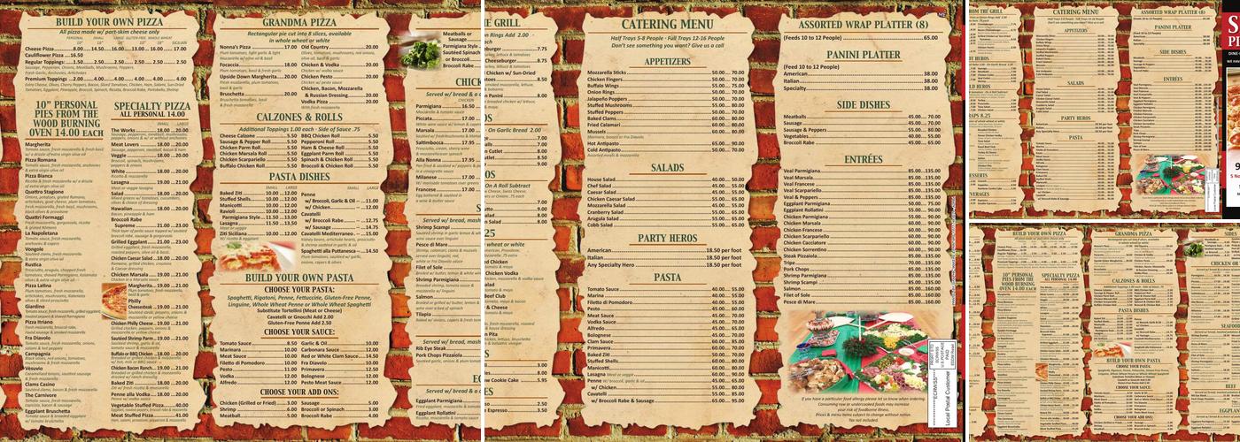 Sinapi's Pizza Rustica Menu