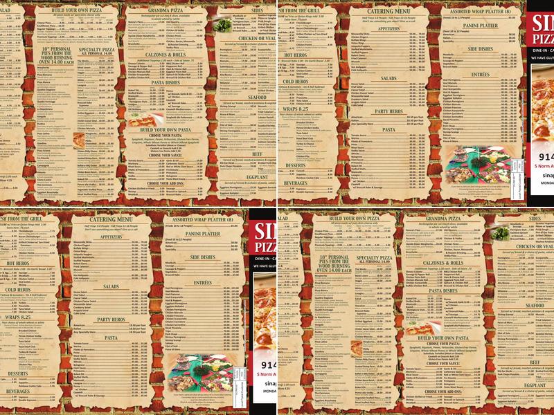 Sinapi's Pizza Rustica Menu