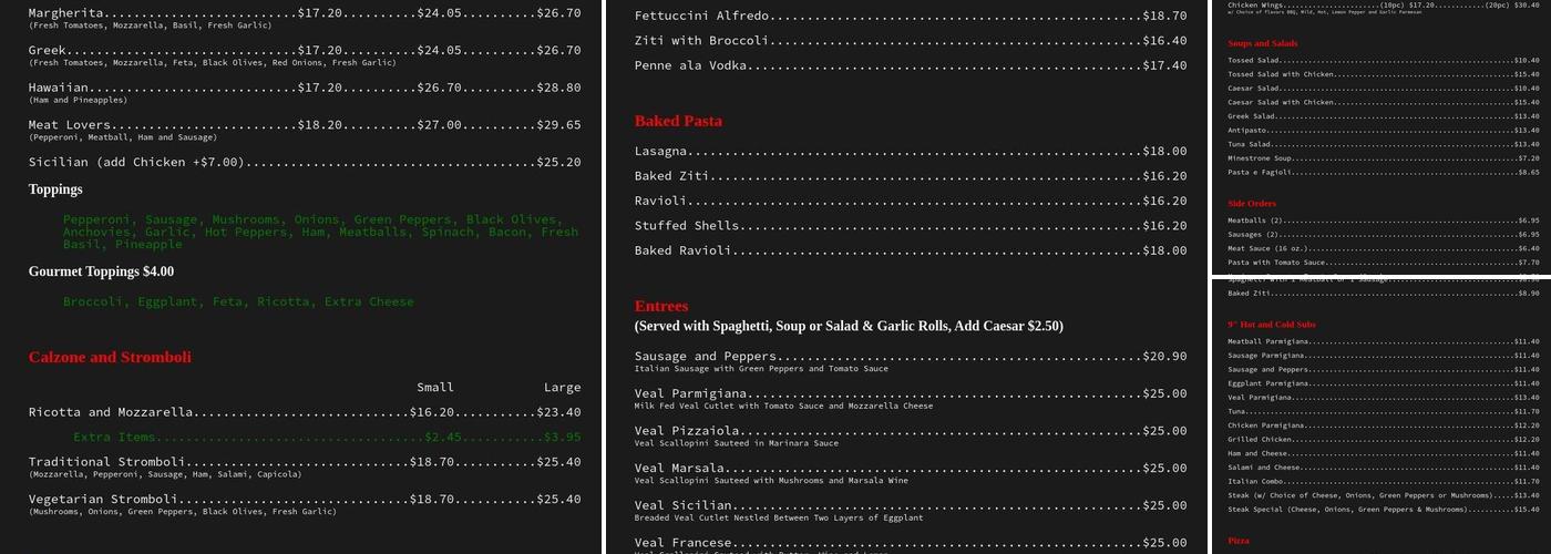 Antonio's Pizza-Rant Menu