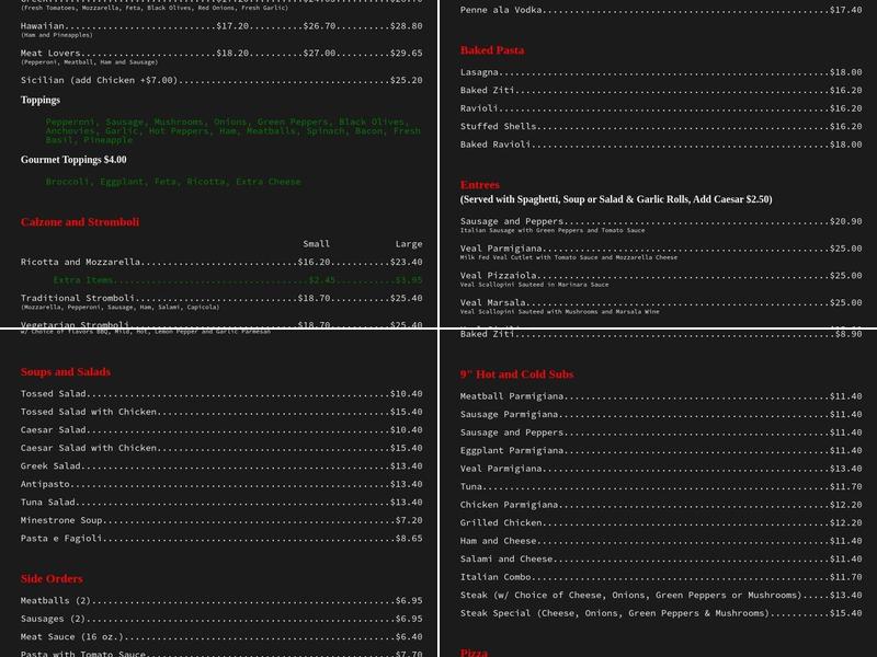 Antonio's Pizza-Rant Menu