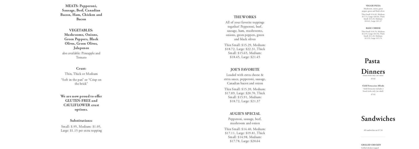 Little Augie's Pizza Menu