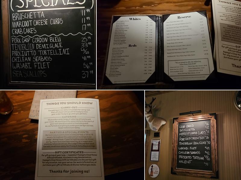 Popeye's Chop House Menu