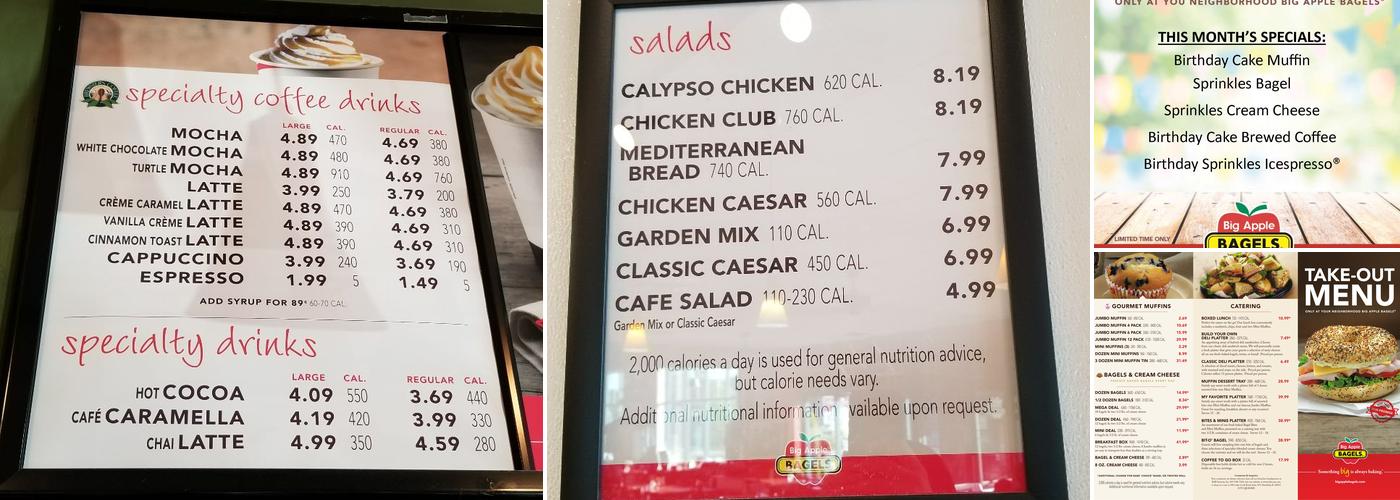 Big Apple Bagels Menu